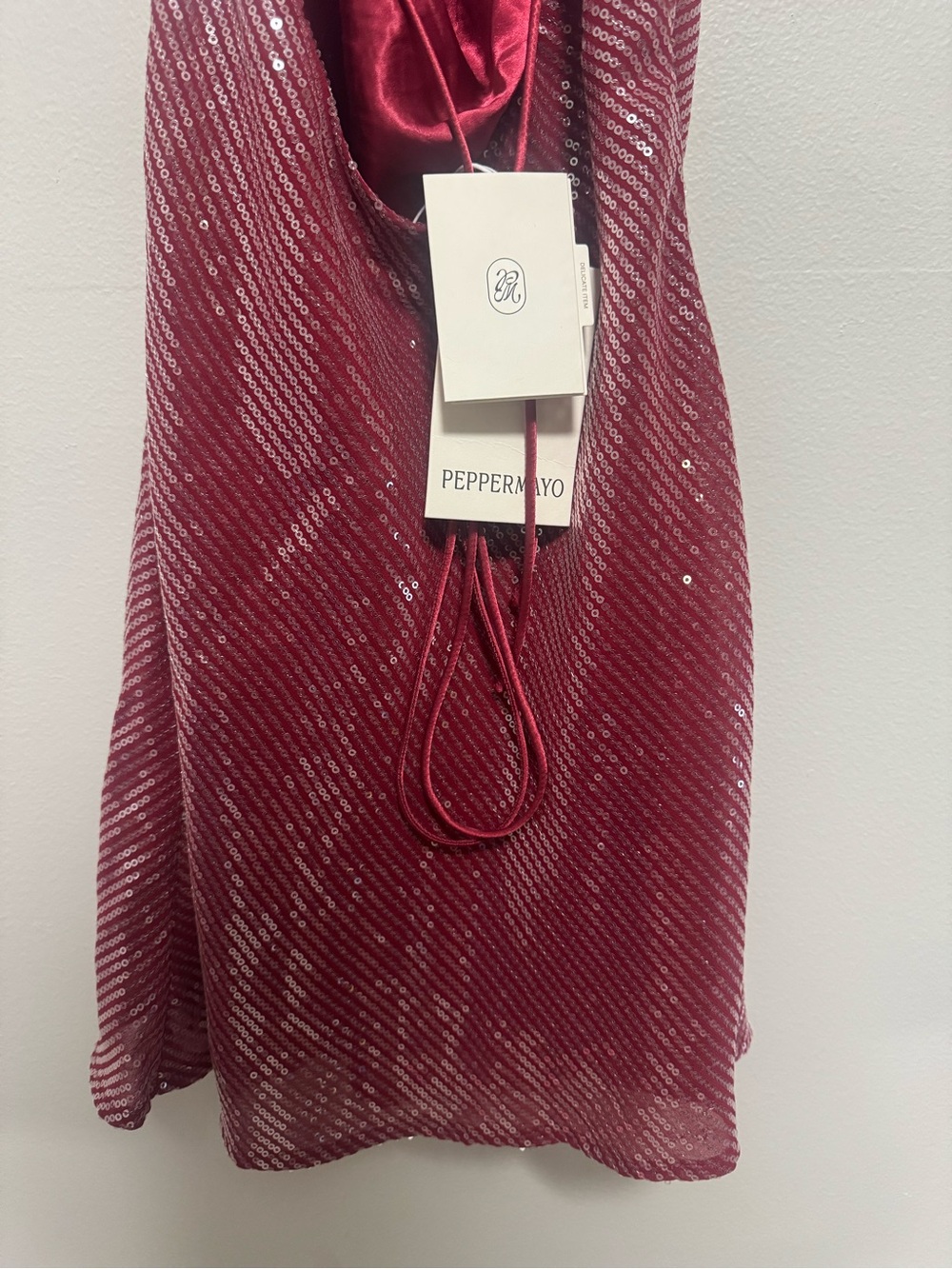 Pepper mayo Nora Sequin Cowl Neck Mini Dress - Red NWT - Picture 7 of 10